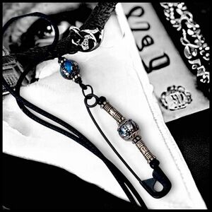 5 For $25💫Punk Rocker Black Safety Pin Beads Pendant Necklace